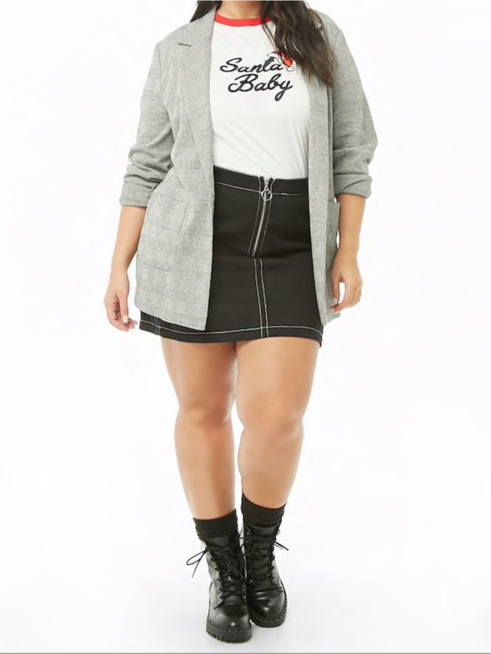 Plus Size Santa Baby Graphic Ringer Tee - Picture 2 of 5